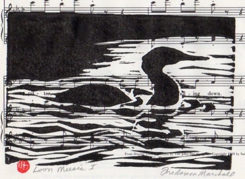 Loon Music 1 Block Print