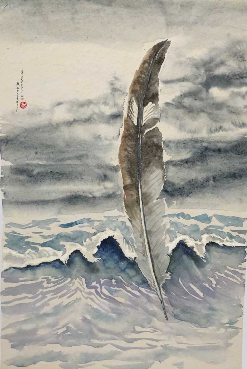 Wave Feather Painting