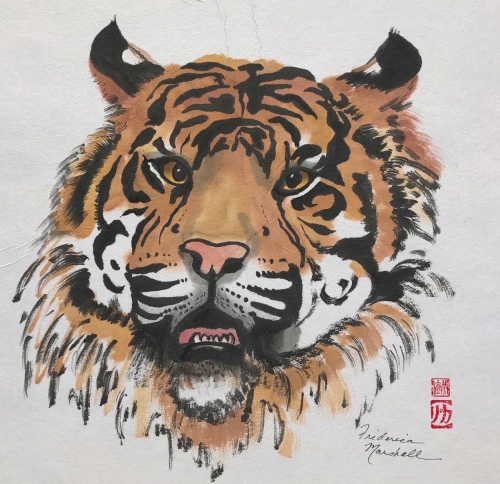 Yang Tiger of the South simi-e painting by Frederica Marshall