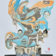 Demon Bowl Simi-e, Collage, Suminagashi by Frederica Marshall